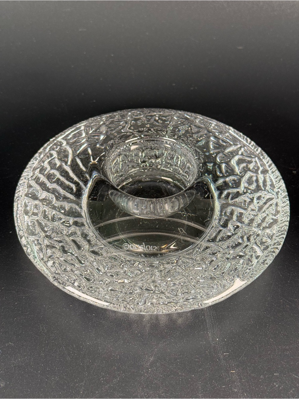 Swedish Orrefors Crystal 
Discus Votive Candle Holder
Designed by Lars Hellsten